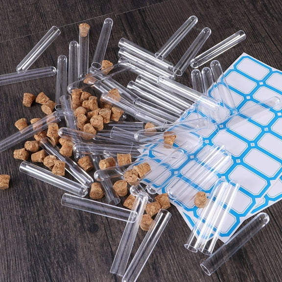 GETAJGHSD 50Pcs Clear Plastic Test Tubes for Cosmetics and Science Parties Portable and Sealed Containers
