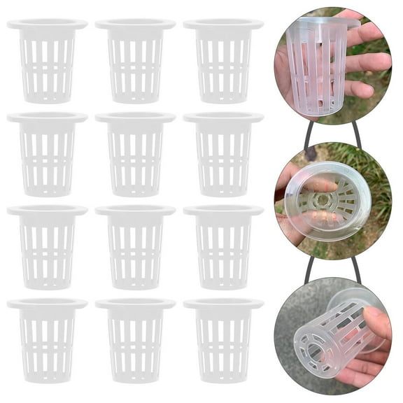 GETAJGHSD 50-Pack White Plastic Hydroponic Pots Containers 2.75 x 2.75 x 2.75 Inches for Gardening and Plant Growing