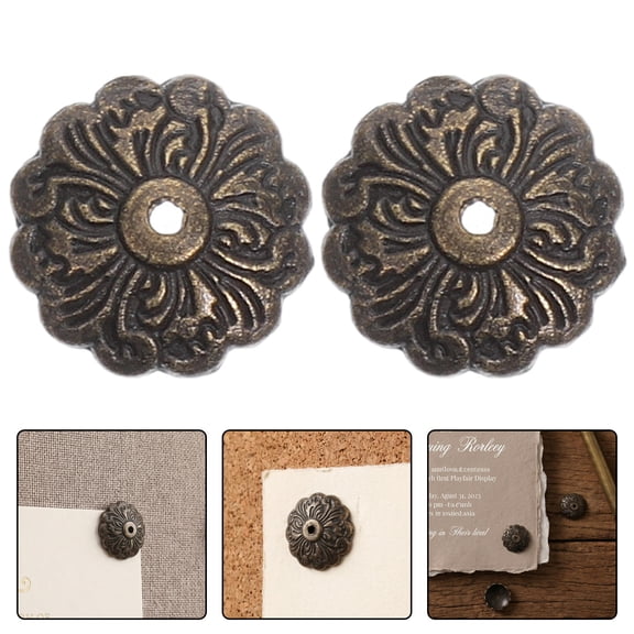 GETAJGHSD 50-Piece Round Flower Cabinet Knob Backplates, Coffee Metal Drawer Pull Hardware Plates for Decor Replacement Accessories