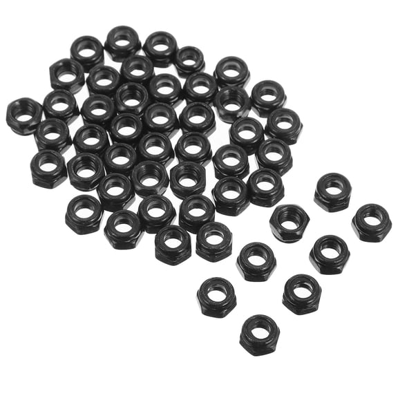 GETAJGHSD 50Pcs Black Stainless Steel Self Locking Threaded Nuts with Nylon Insert for Bolts