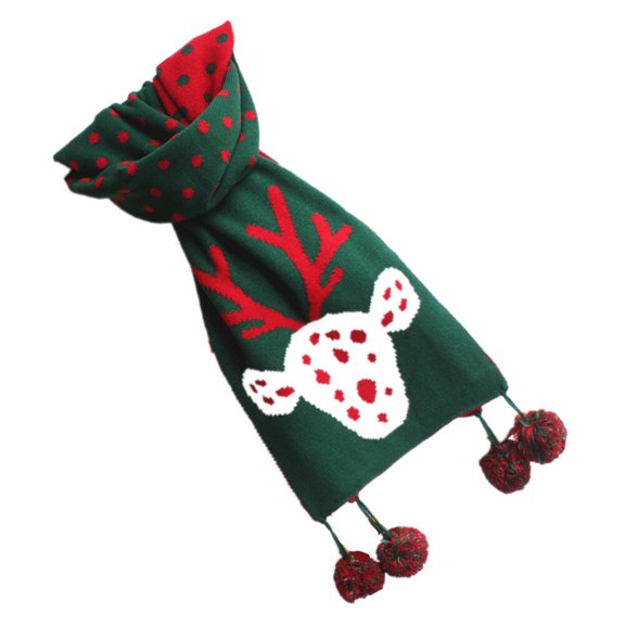 GETAJGHSD 1Pc Xmas Lady Wool Scarf Green Lovely Elk Pattern Comfortable Warm Wear