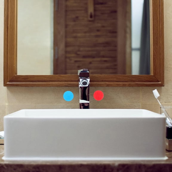 GETAJGHSD 5Pairs Hot and Cold Water Stickers Assorted Colors Durable Adhesive Faucet Temperature Labels