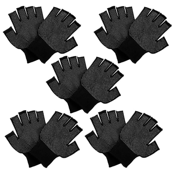 GETAJGHSD 5Pairs Versatile Black Fingerless Work Gloves for Assembly and Repairs