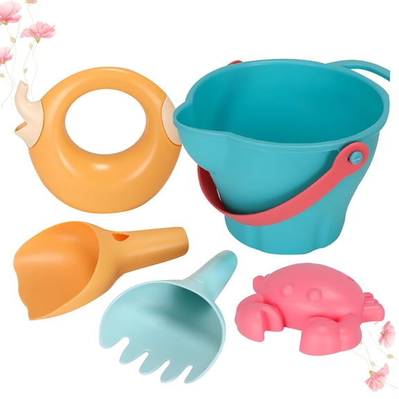 GETAJGHSD 5Pcs Beach Playing Set with Bucket Sand Tools Assorted Color Premium Plastic for Outdoor Fun