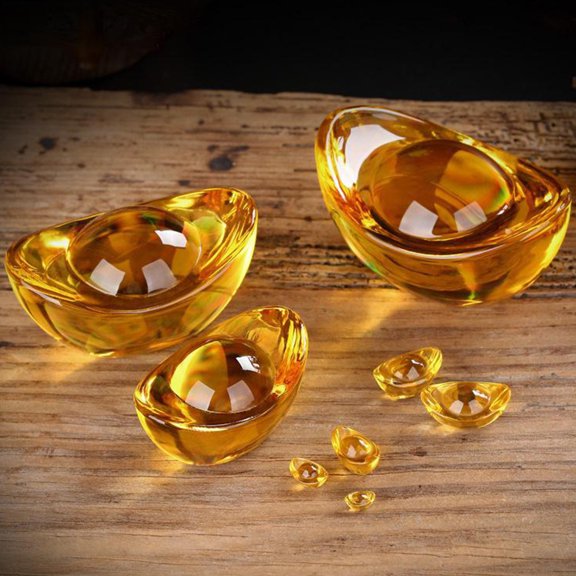 GETAJGHSD Citrine Decors Citrine Ingot Statue Glass 5pcs Home Decor