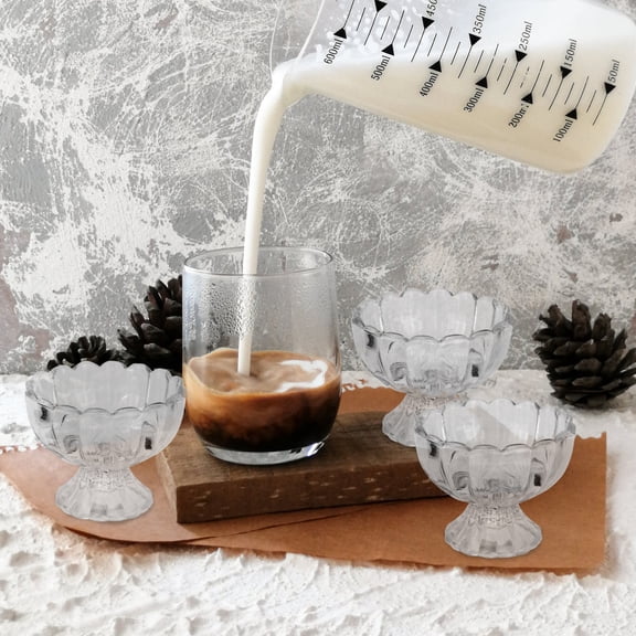 GETAJGHSD Set of 5 Clear Lotus Pattern Dessert Cups, Easy to Clean Glass Bowls for Drinks, Snacks, and Party Use