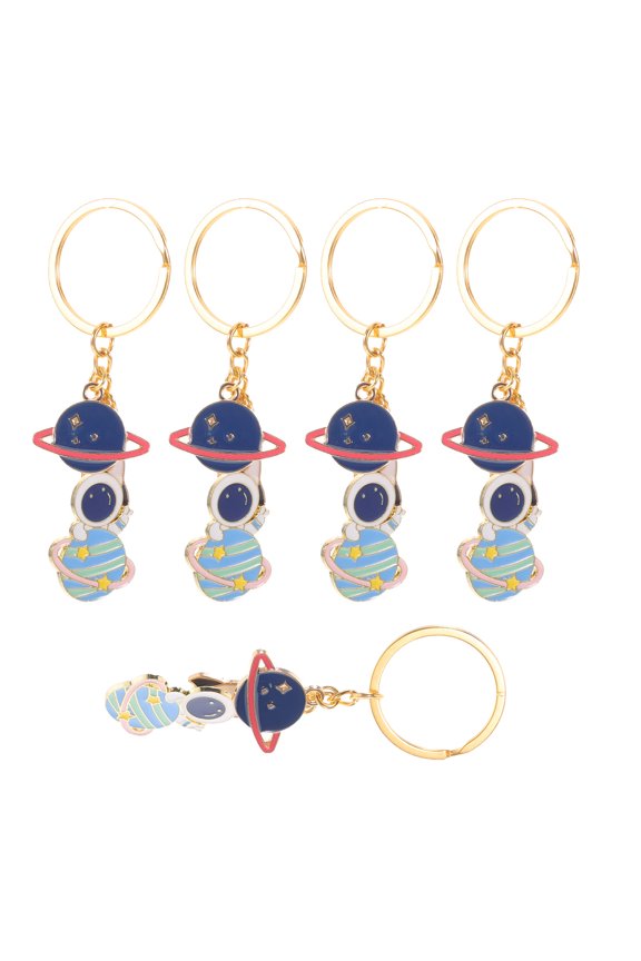 5Pcs Metal Astronaut Keychains Space Souvenir Keyring Gift for Backpack Car Key Accessories