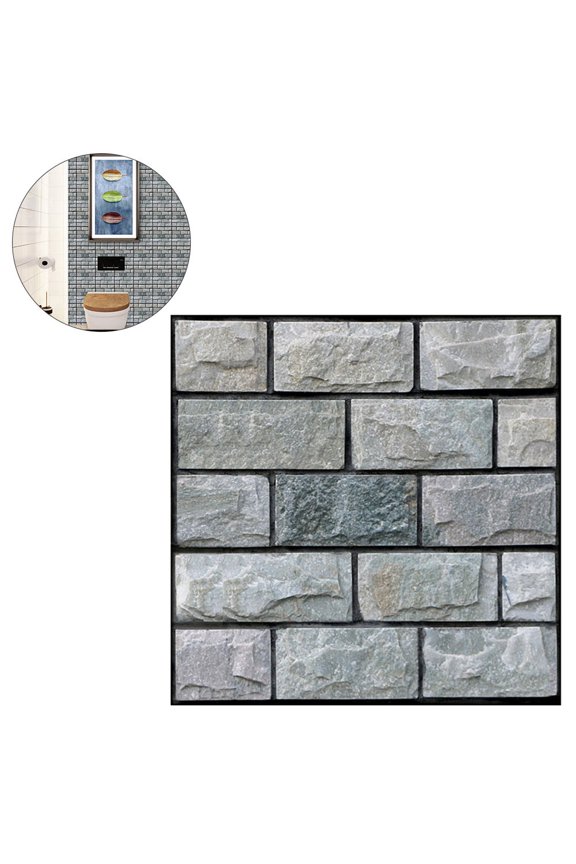 5Pcs Plastic 3D Self-Adhesive Brick Pattern Wallpaper for Living Room Decor Multi Color 11.8x11.8in