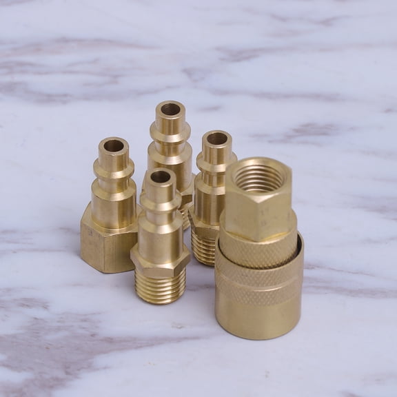 GETAJGHSD 5Pcs Corrosion Resistant Solid Brass Quick Coupler Set with 1 4 Npt Male Air Hose Plug