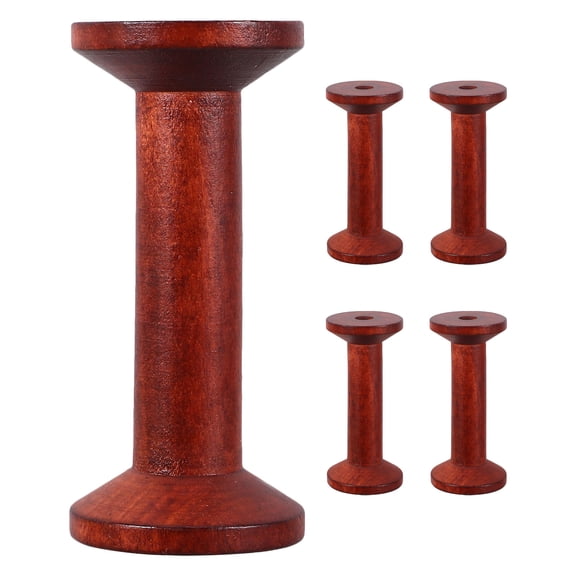 GETAJGHSD 5Pcs Antique Wooden Thread Spools Brown for Embroidery Yarn Weaving and Jewelry Wrapping