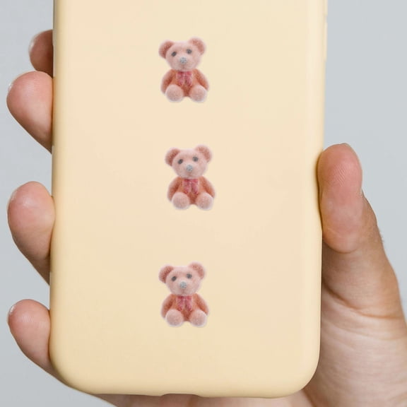 GETAJGHSD 6PCS Mini Flocked Bears Light Brown DIY Accessory for Wedding Decorations and Events