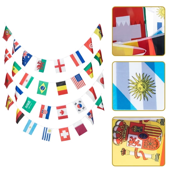 GETAJGHSD Sports Event Ambiance Polyester String Flag Assorted Color 1 Set 11.00X7.86X0.04in