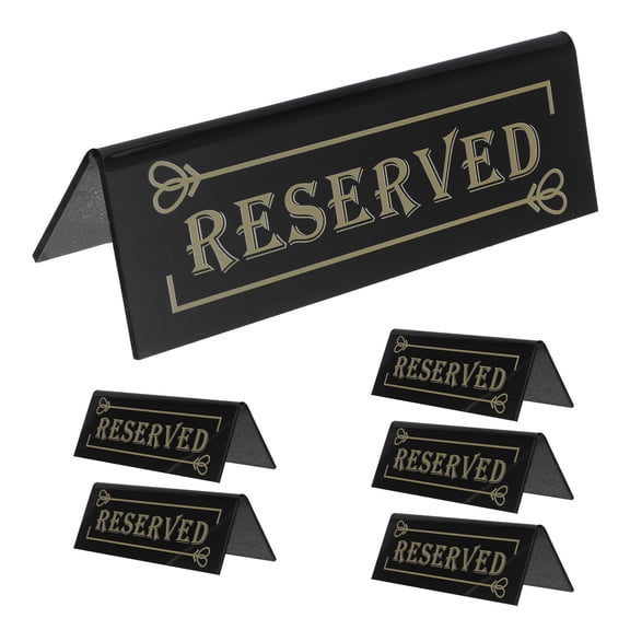 GETAJGHSD 6Pcs Black Acrylic Reserved Seating Signs Table Tent for Weddings and Restaurant Use