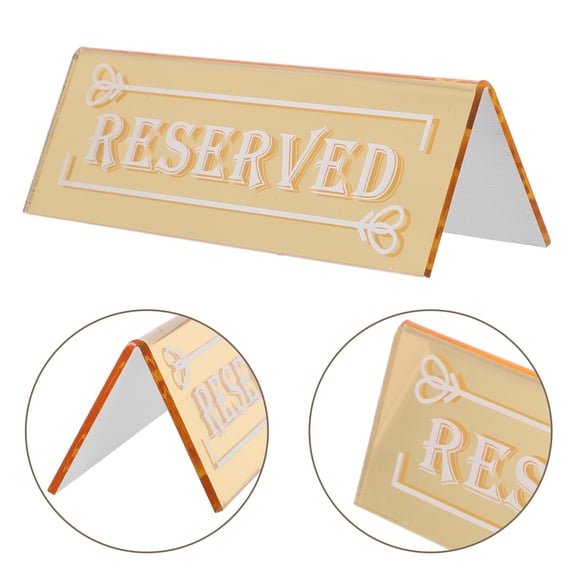 GETAJGHSD 6Pcs Acrylic Reserved Tags Golden Double Sided Table Signs for Wedding Reception