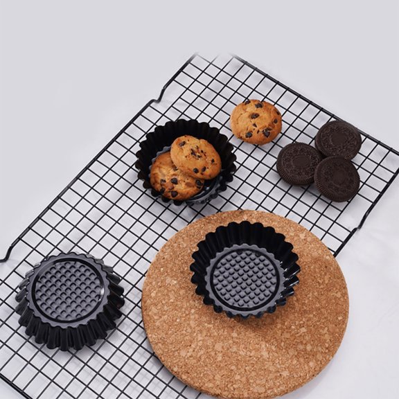 GETAJGHSD 6Pcs Black Carbon Steel Tart Mold Scratch Resistant Bake Mold for Home Baking