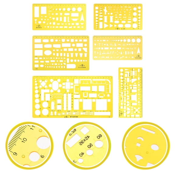 GETAJGHSD 6-Pack Orange Drafting Rulers Set, Multifunctional Plastic Drawing Tools for Precision Measuring and Design
