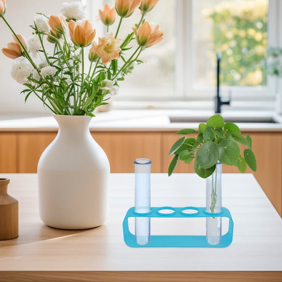 GETAJGHSD 6Pcs Clear Blue Plastic Flower Tubes for Home Desktop Plant Propagation and Flower Arrangement