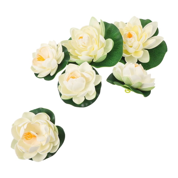 GETAJGHSD 6Pcs Artificial Floating Lotus Flower Foam Water Lily Pad for Outdoor Garden and Pool Decor