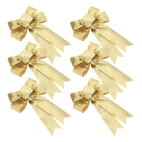GETAJGHSD 6Pcs Lightweight Golden Christmas Bowknot for Wreath Fireplace and Window Decor