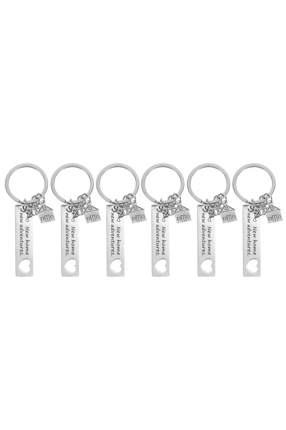 6Pcs New Home Keychain for Couples Metal Pendant Keyring with House Shape Decoration