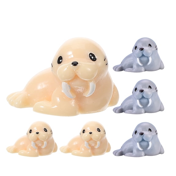 GETAJGHSD 6Pcs Resin Walrus Figurines Realistic Ocean Animal Miniatures for Home Decor