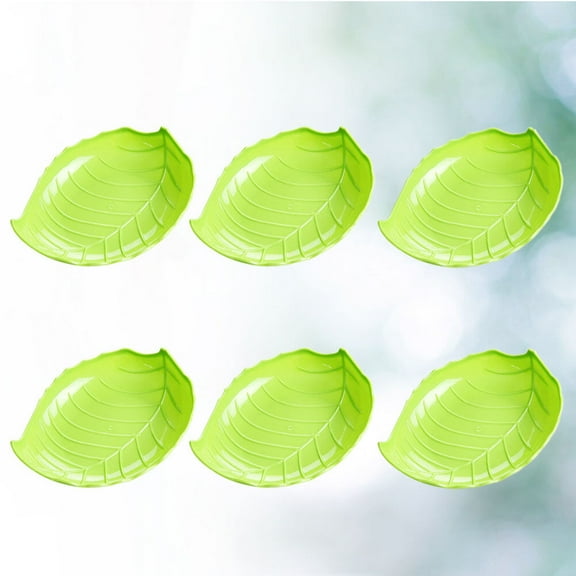 GETAJGHSD 6Pcs Green Leaf Shape Plastic Fruit Plate Sturdy PP Material Perfect for Parties