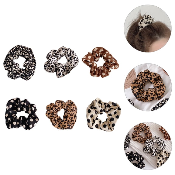 GETAJGHSD 6pcs Leopard Dot Hair Scrunchies Elastic Hair Bands and Ties