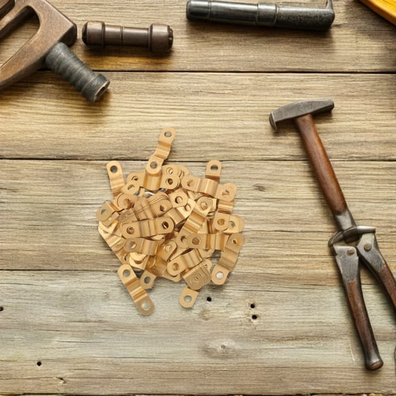 GETAJGHSD 70Pcs Saddle Pipe Clamp Golden Copper Tube Strap with Wall Mount Bracket for Refrigerator Repair