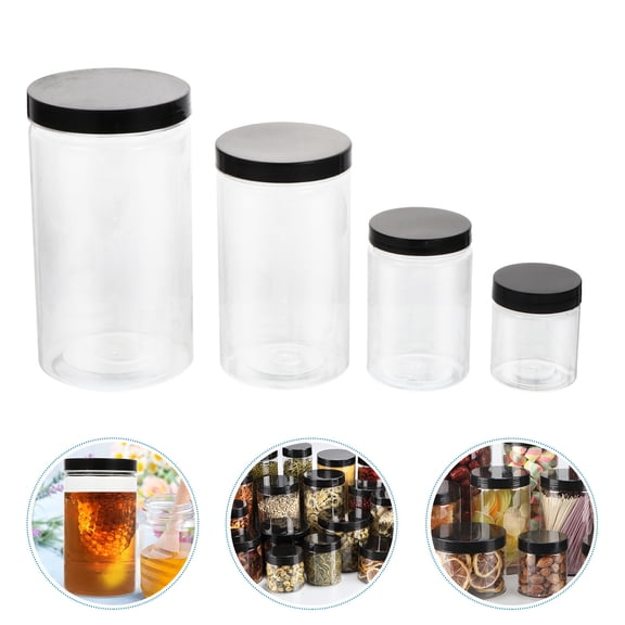 GETAJGHSD Kitchen Storage Jars Black PET 8Pcs 2.2x2.2in Height