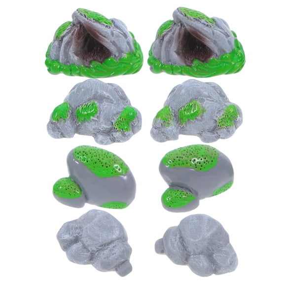 GETAJGHSD 8Pcs Decorative Rocks Imitation Moss Stone Grey Resin Fairy Garden Ornaments for Natural Style Decor