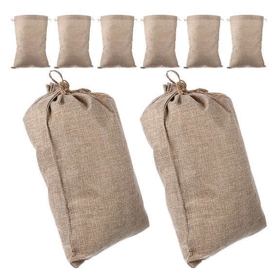 GETAJGHSD 8Pcs Reusable Khaki Burlap Bags with Drawstring for Potato and Vegetable Storage