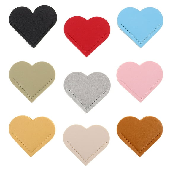 GETAJGHSD 9-Piece Compact Heart-Shaped Bookmarks Set for Reading, PU Material, Perfect Gift for Book