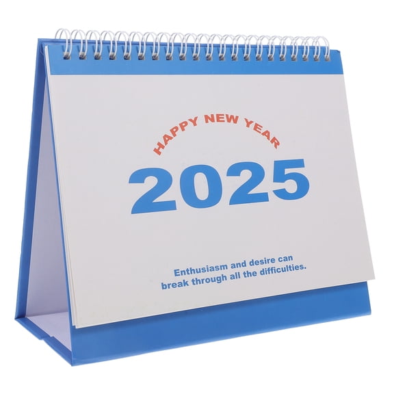 GETAJGHSD 2025 Monthly Desk Calendar Blue with Foldable Stand and Paper Pages