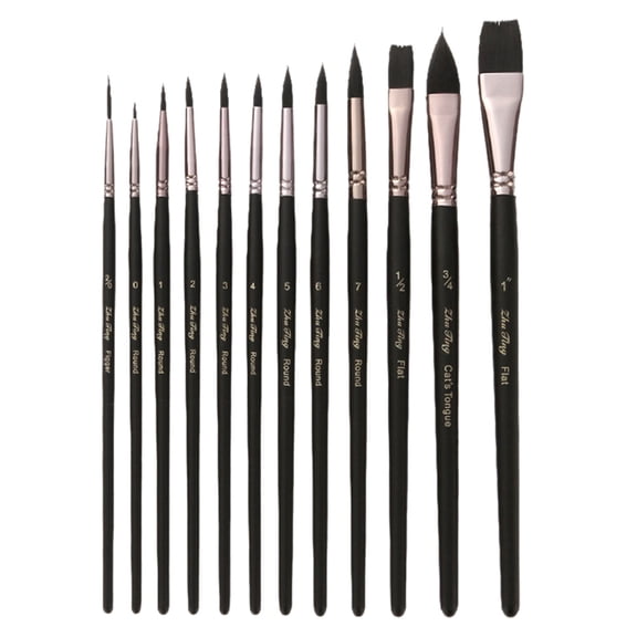 GETAJGHSD 12-Piece Round Detail Brush Set for Acrylic & Oil Painting, Fine Tip Art Brushes for Precise and Vivid Artwork