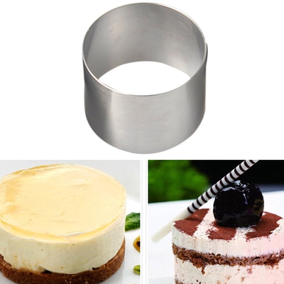 GETAJGHSD Plated Silver Stainless Steel Cake Ring Mold for Baking and Molding Round Cakes