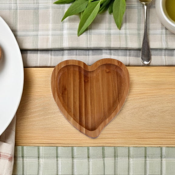GETAJGHSD Bamboo Wood Heart Shaped Tray Multiuse Storage Dish for Rings and Trinkets
