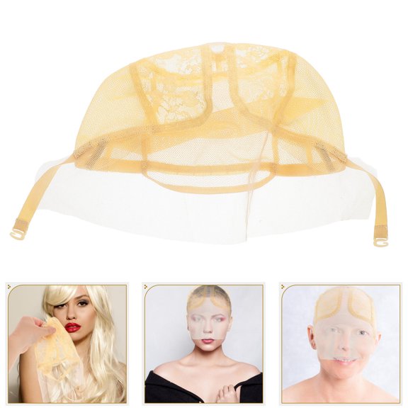 GETAJGHSD Beige Lace Net Wigs Making Cap with Elastic Stocking and Replaceable Base Materials