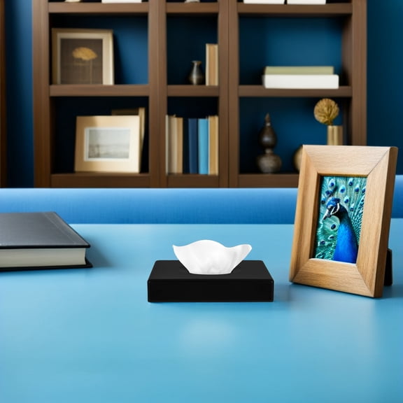 GETAJGHSD Black Plastic Tissue Box Cover with Modern Design for Kitchen Desk and Bathroom