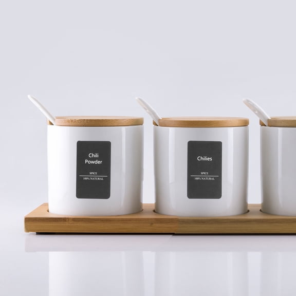 GETAJGHSD Preprinted Kitchen Label Sticker Black Self Adhesive for Spice Jar Decoration