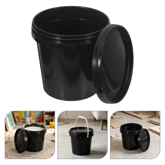 GETAJGHSD Black Small Plastic Paint Pail with Lid Airtight Container for Sensitive Paints