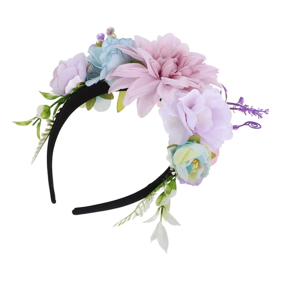 GETAJGHSD Elegant Lavender Flower Hair Wreath Headband with Elastic Silk for Weddings and Special Occasions