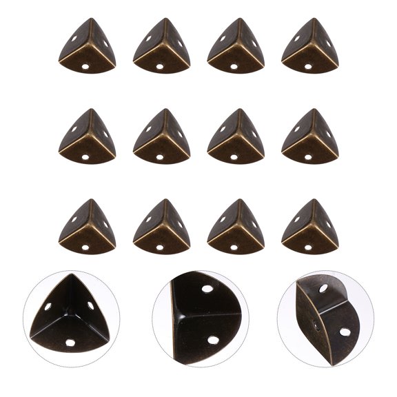 GETAJGHSD Brown Iron Decorative Box Corner Protectors for Furniture with Durable Retro Design Fits All Sides 12 Pcs