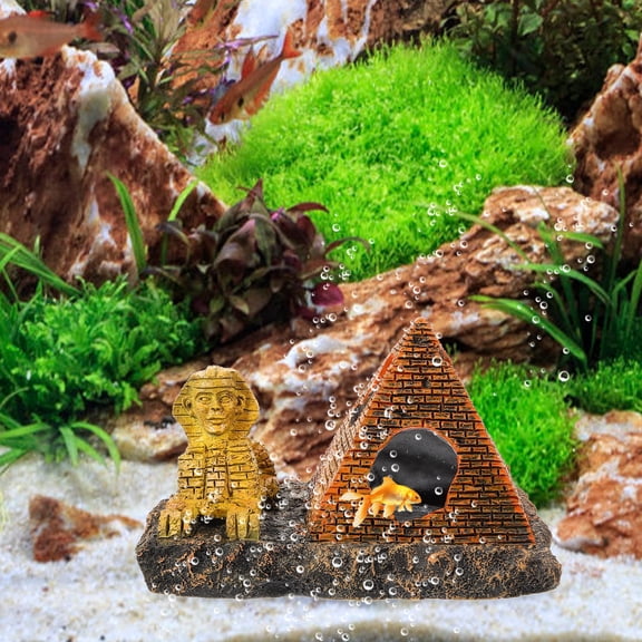 GETAJGHSD Brown Resin Egyptian Pyramid Aquarium Decoration Fish Tank Hiding Cave
