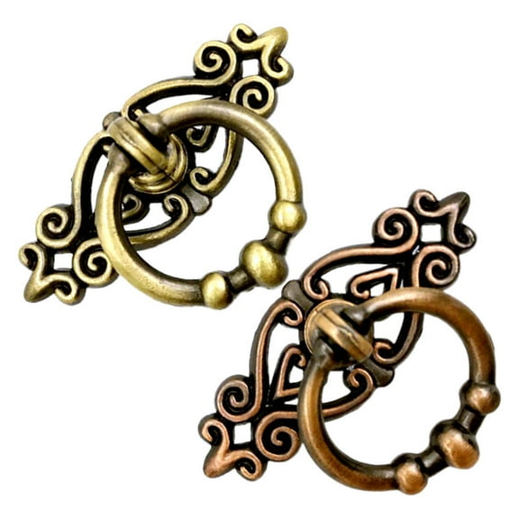 GETAJGHSD Cabinet Pulls 2Pack Zinc Alloy Ring Knobs Green Bronze for Dresser Drawers Vintage Style Handles
