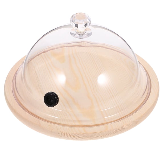 GETAJGHSD Transparent Plastic Cake Display Dome with Wood Material for Home Kitchen