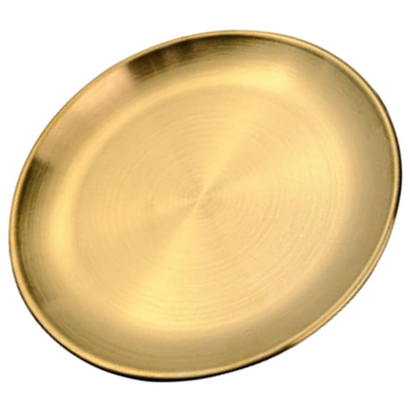 GETAJGHSD Round Stainless Steel Cake Plate Tone Food Serving Tray 1 Piece