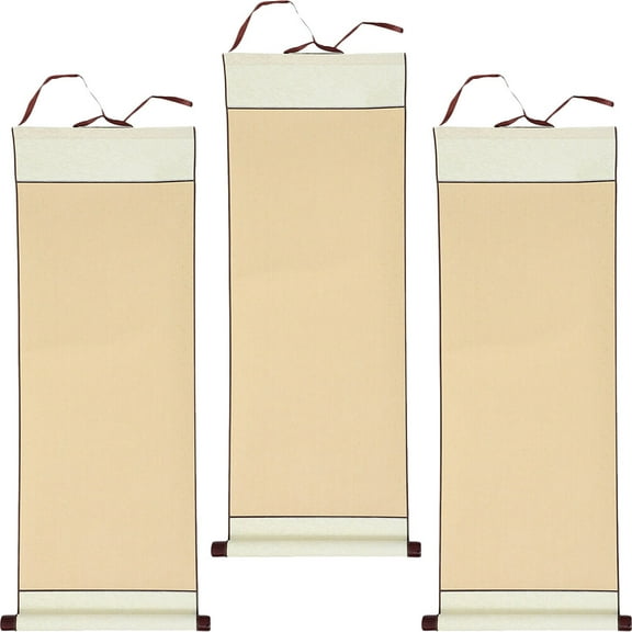 GETAJGHSD Calligraphy Practice Sheets 3Pcs Blank Chinese Scroll Antique Style Writing Hanging Display 11.8 Inches Width