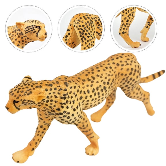 GETAJGHSD Cheetah Sculpture Yellow Plastic Wild Animal Decoration for Table