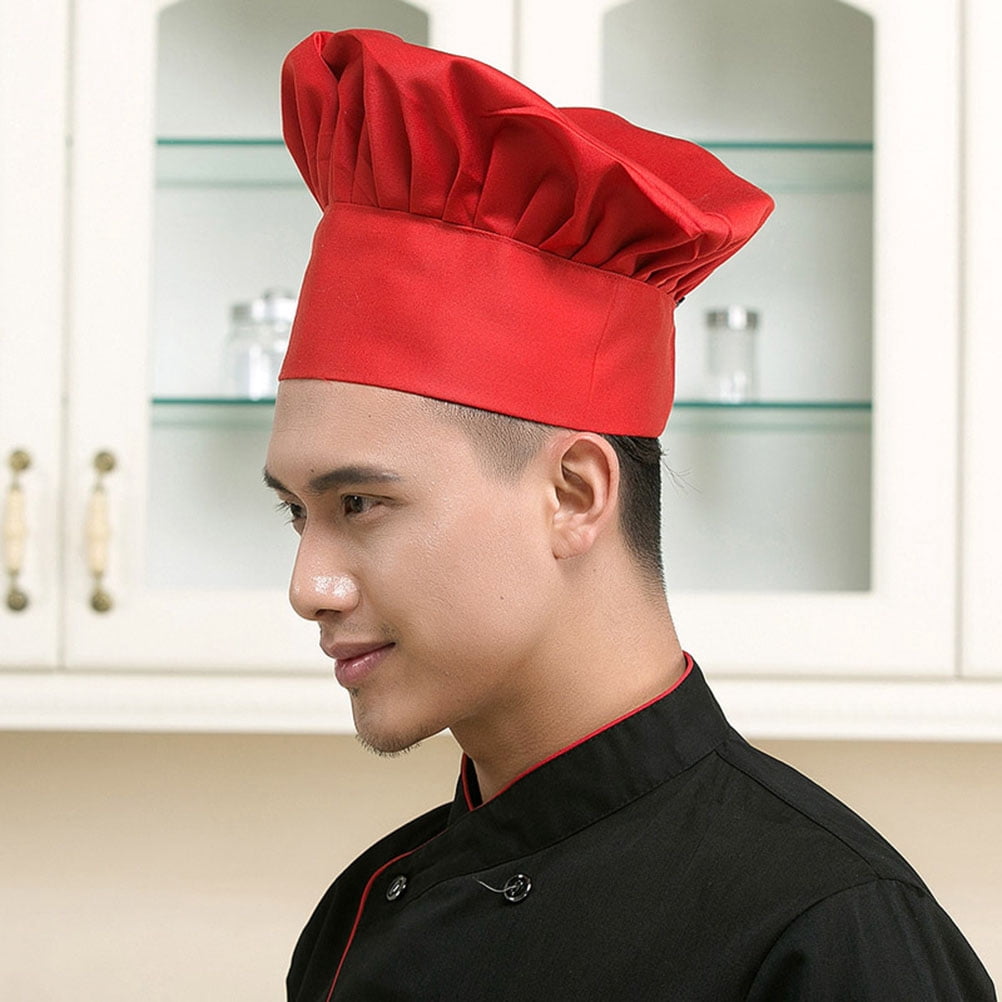 GETAJGHSD Red Chef Hat 1-Pack Polyester Cotton Cooking Cap for ...