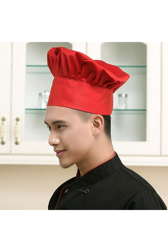 Cook Hat 1Pack Red Chef Hat Polyester Cotton for Cooking in Commercial Kitchens and Pubs